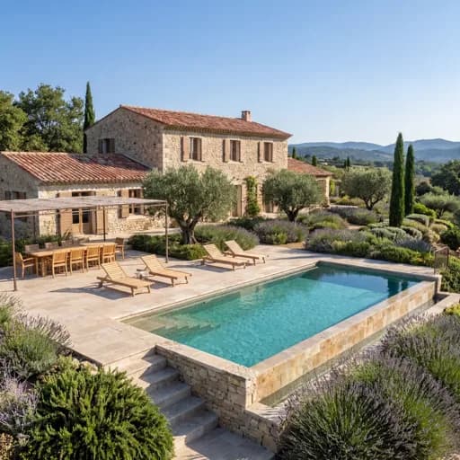 Piscine avec maison provençale